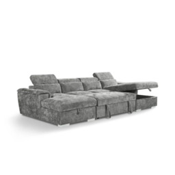 Alaya Large Grey U Shape Sofabed with Storage and Adjustable Headrests Morgan - Malvern - Somerford - Calix - Euphoria - Plush Style - thumbnail 2