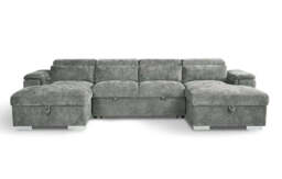 Alaya Large Grey U Shape Sofabed with Storage and Adjustable Headrests Morgan - Malvern - Somerford - Calix - Euphoria - Plush Style - thumbnail 4
