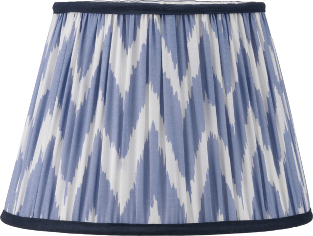 Kamilah 30cm Blue Chevron Patterned Mushroom Pleat Tapered Lamp Shade