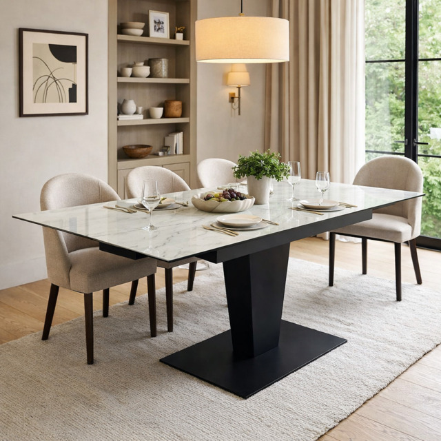 Valentina Extending Dining Table White Ceramic - image 1