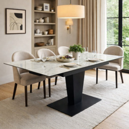 Valentina Extending Dining Table White Ceramic - thumbnail 1