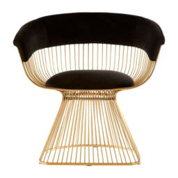 Vogue Black Velvet And Gold Finish Chair - thumbnail 2