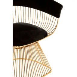 Vogue Black Velvet And Gold Finish Chair - thumbnail 6
