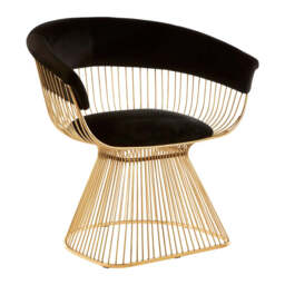 Vogue Black Velvet And Gold Finish Chair - thumbnail 1