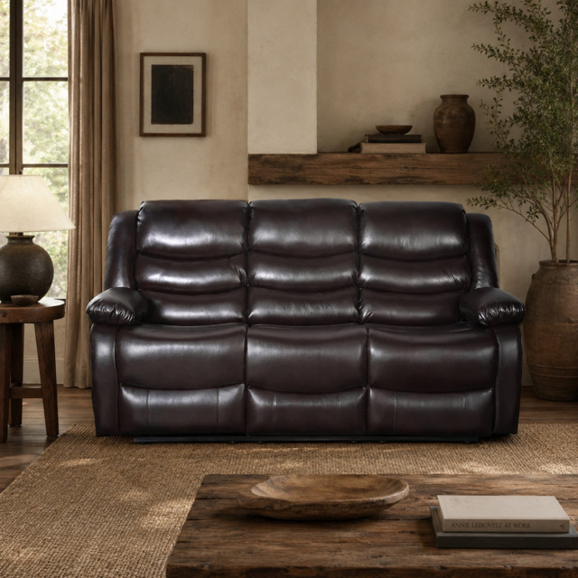 Conrad Manual Recliner Sofa Brown 3 Seater - image 1
