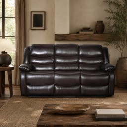 Conrad Manual Recliner Sofa Brown 3 Seater - thumbnail 1