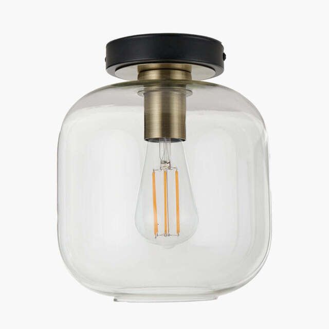 Florence Black Metal and Glass Flush Pendant - image 1