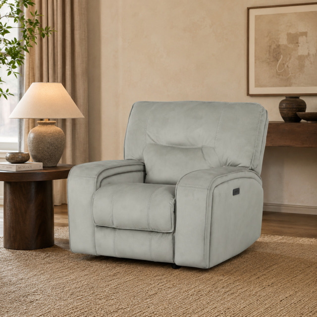 Excalibur Beige Lay-Z-Boy Style Fabric Power Recliner Armchair - image 1