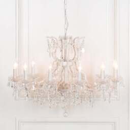 White 12 Branch Shallow Cut Glass Chandelier - thumbnail 5