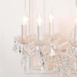 White 12 Branch Shallow Cut Glass Chandelier - thumbnail 6