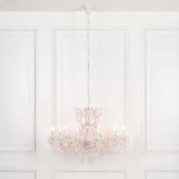 White 12 Branch Shallow Cut Glass Chandelier - thumbnail 4
