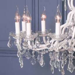 White 12 Branch Shallow Cut Glass Chandelier - thumbnail 3