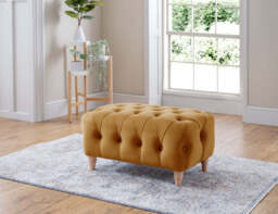 Model 25 - Footstool Velvet Ochre - thumbnail 2