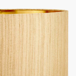 Stellan 35cm Gold Slubbed Faux Silk Gold Lined Cylinder Lampshade - thumbnail 4