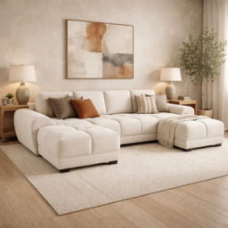 Azzuro Sofa Cream U Shape Corner Morgan - Malvern - Somerford - Calix - Euphoria - Plush Style