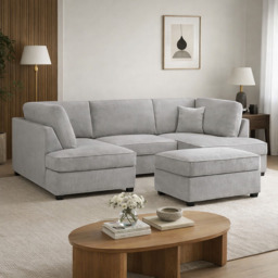 Carnaby Sofa Grey Boucle U Shape Corner Morgan - Malvern - Somerford - Calix - Euphoria - Plush Style