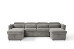 Capri Sofabed U shape Corner Sofa Bed Grey With Adjustable Headrests Morgan - Malvern - Somerford - Calix - Euphoria - Plush Style - thumbnail 4
