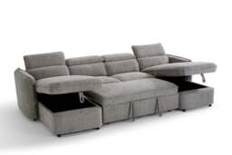Capri Sofabed U shape Corner Sofa Bed Grey With Adjustable Headrests Morgan - Malvern - Somerford - Calix - Euphoria - Plush Style - thumbnail 3