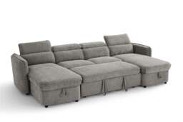 Capri Sofabed U shape Corner Sofa Bed Grey With Adjustable Headrests Morgan - Malvern - Somerford - Calix - Euphoria - Plush Style - thumbnail 2