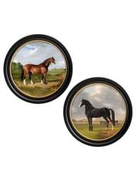 c.1840 Horses - Round Frame - thumbnail 1