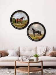 c.1840 Horses - Round Frame - thumbnail 2