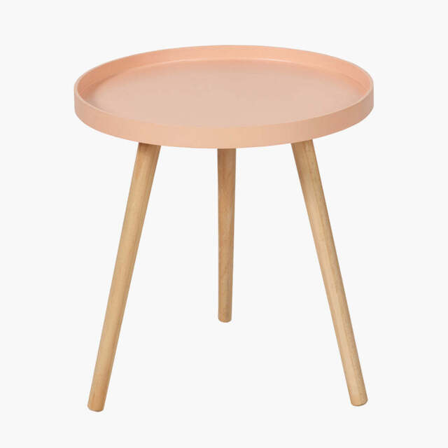 Halston Apricot Wood Veneer and Natural Pine Wood Side Table - image 1