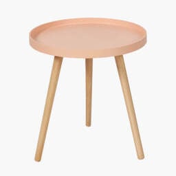 Halston Apricot Wood Veneer and Natural Pine Wood Side Table - thumbnail 1
