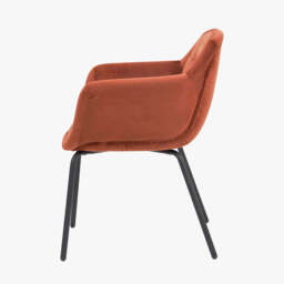 Alba Cinnamon Velvet and Black Metal Carver Dining Chair - thumbnail 2