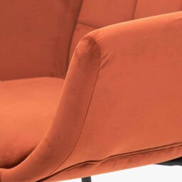 Alba Cinnamon Velvet and Black Metal Carver Dining Chair - thumbnail 4