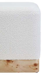 Mota Burl Wood And Cream Boucle Sqaure Stool - thumbnail 5