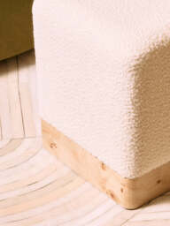 Mota Burl Wood And Cream Boucle Sqaure Stool - thumbnail 2