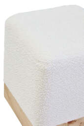 Mota Burl Wood And Cream Boucle Sqaure Stool - thumbnail 4