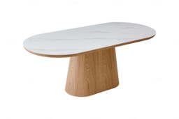 Bianca Oval Dining Table Beech & White Sintered Stone - thumbnail 2