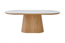 Bianca Oval Dining Table Beech & White Sintered Stone - thumbnail 4