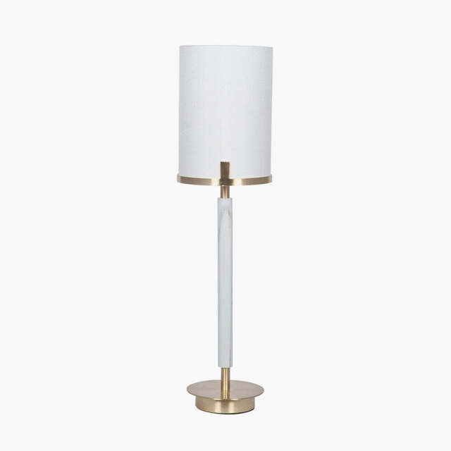 Midland Champagne Gold Metal and Marble Effect Table Lamp - image 1