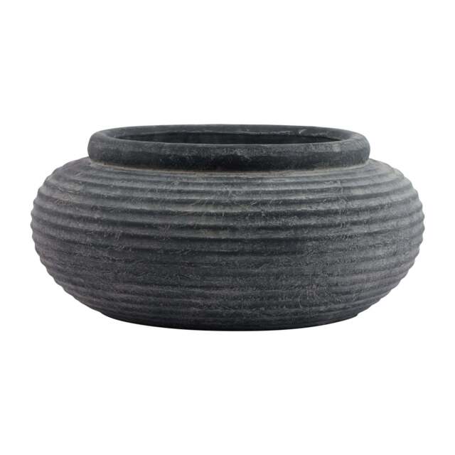 Amalfi Grey Round Ribbed Planter - image 1