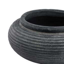 Amalfi Grey Round Ribbed Planter - thumbnail 2