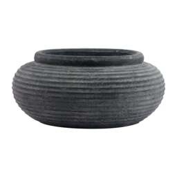 Amalfi Grey Round Ribbed Planter - thumbnail 1