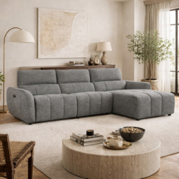 Turin Electric Recliner Sofa Charcoal Right Hand Corner - thumbnail 1