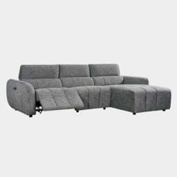 Turin Electric Recliner Sofa Charcoal Right Hand Corner - thumbnail 3