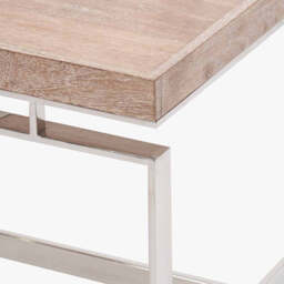 Evelyn Natural Antique Finish Mango Wood and Silver Metal Coffee Table - thumbnail 4