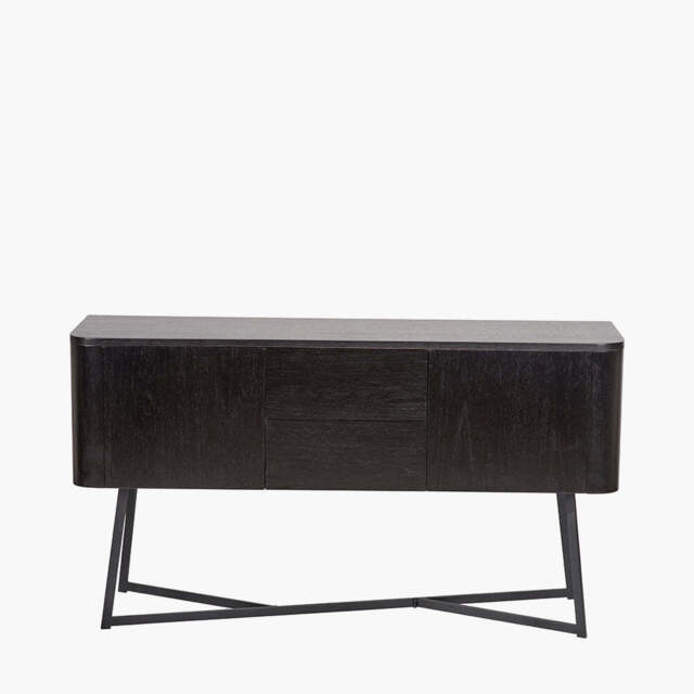 Ukiah Black Ash Veneer and Black Metal 2 Door 2 Drawer Sideboard - image 1
