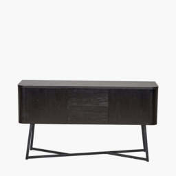 Ukiah Black Ash Veneer and Black Metal 2 Door 2 Drawer Sideboard - thumbnail 4
