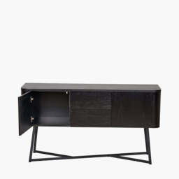 Ukiah Black Ash Veneer and Black Metal 2 Door 2 Drawer Sideboard - thumbnail 3