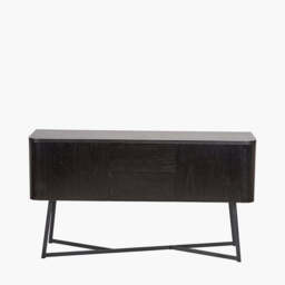 Ukiah Black Ash Veneer and Black Metal 2 Door 2 Drawer Sideboard - thumbnail 1