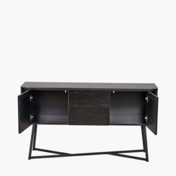 Ukiah Black Ash Veneer and Black Metal 2 Door 2 Drawer Sideboard - thumbnail 2