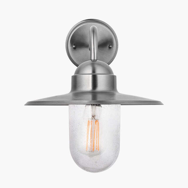 Lilium Brushed Steel Metal and Glass Fisherman Wall Light - image 1