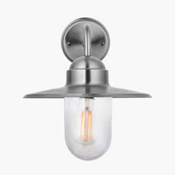 Lilium Brushed Steel Metal and Glass Fisherman Wall Light - thumbnail 1