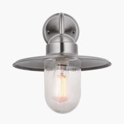 Lilium Brushed Steel Metal and Glass Fisherman Wall Light - thumbnail 4
