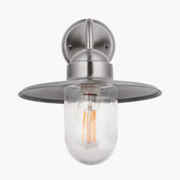 Lilium Brushed Steel Metal and Glass Fisherman Wall Light - thumbnail 3